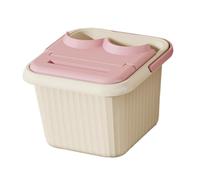 Gcljlmy Bain de pieds pliable et portable multifonction avec points d'acupuncture de massage pour le camping, la maison et le spa (rose clair avec couvercle)