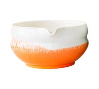 Gcljlmy Bol à matcha en porcelaine, ustensiles ménagers, outil de cuisine et de pâtisserie, bol à thé Chawan pour les amateurs de thé, cadeau, eau chaude froide, orange