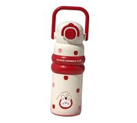 Gcljlmy Bouteille d'eau isolée avec poignée en acier inoxydable et couvercle rabattable pour la randonnée, la marche, le sport (rouge)