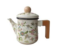 Gcljlmy Cafetière en émail - Bouilloire à lait avec poignée en bois et couvercle - Multifonction - Pour la maison, le restaurant, la cuisine, l'extérieur, l'hôtel