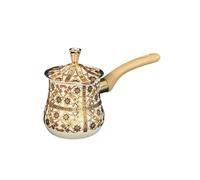 Gcljlmy Cafetière turque en acier inoxydable - Chauffe-beurre - Longue poignée en bois avec bec verseur - Chauffe-lait pour la fabrication de Latte Art - Accessoires de cuisine (motif marron, 550 ml)