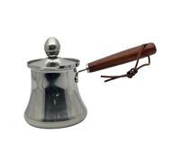 Gcljlmy Cafetière turque en acier inoxydable, chauffe-lait, avec couvercle, facile à nettoyer, avec bec verseur, chauffe-chocolat chaud (350 ml)