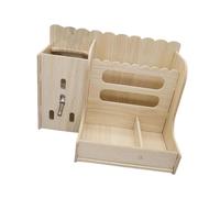 Gcljlmy Distributeur de nourriture pour lapins - 2 compartiments - Support d'herbe - En bois - Pour petits animaux de compagnie - Hérisson - Sans chaudière