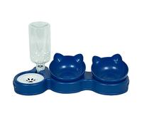 Gcljlmy Ensemble de gamelles 3 en 1 pour chiens et chats - Ensemble de gamelles d'eau et de nourriture pour animaux de compagnie avec gourde automatique - Gamelles pour chiots (bleu foncé)