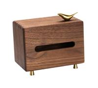 Gcljlmy Étui à mouchoirs en bois avec oiseau en cuivre - Distributeur de papier toilette créatif pour toilettes, bureau, cuisine