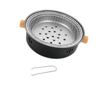 Gcljlmy Four à thé avec grille de barbecue, bois de chauffage, barbecue portable pour camping, randonnée, dos de sac à dos, noir