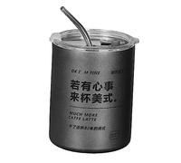 Gcljlmy - Gobelet à café avec couvercle, tasses à café à paille, tasse à thé à double paroi réutilisable, tasse de voyage isolée pour boissons, bureau, 320 ml gris foncé