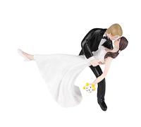 Gcljlmy Kit de danse tango pour mariée et marié, micro paysages faits à la main, mini décorations de gâteau de mariage peintes à la main, figurines peintes à la main pour le sport, blanc