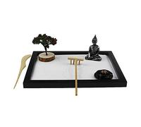 Gcljlmy Mini jardin zen avec statue de Bouddha, sable, râteau et rocaille, cadeau de relaxation - pour soulager le stress, méditation, maison, bureau, décoration de table