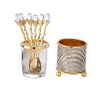 Gcljlmy Organisateur de cuillères décoratif avec 6 cuillères, porte-ustensiles de cuisine, porte-fourchettes à fruits, bocal de rangement pour la maison et l'hôtel