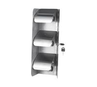 Gcljlmy Porte-mouchoirs triple avec serrure pour salle de bain, protection anti-éclaboussures, pour 3 rouleaux, rangement de lingettes, distributeur de papier toilette (argenté)