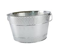 Gcljlmy Seau à glace en métal - Grand porte-glace portable avec poignée - Bac à boisson galvanisé - Pour champagne, cocktails, bière (argenté)