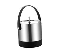 Gcljlmy Seau à glace, seau à boissons, refroidisseur avec clip et entretoise, seau à glace en métal pour barbecues dans le jardin, les banquets, les fêtes à la maison (poignée en cuir polyuréthane)