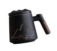 Gcljlmy - Tasse à thé, tasse du matin avec poignée de couvercle tasse à café, tasse à lait à thé, tasse à café pour boisson de magasin hôtel (noir)