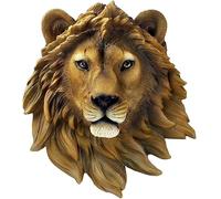 Gcljlmy Tête d'animal sauvage réaliste à fixation murale - Statue de lion de loup - Buste de léopard - Sculpture décorative en résine pour bar, bureau (lion, 20 x 9,5 x 23 cm)