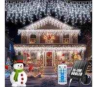 GCMacau Solaire Guirlande Lumineuse Extérieure [15m +5m], 506LEDs Guirlande Noel Extérieure,8 Modes,Extensible, Rideau Lumineux Noë Alimentation USB,IP65 Etanche Avec télécommande Timer（Chaud）