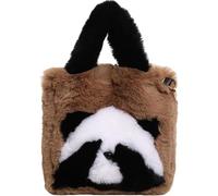 Gcnenwnd Petit Sac à Main En Peluche pour Femme - Panda Lovely Head - Fourre-tout Moelleux - à Bandoulière en Fausse Fourrure - à Main Matelassé - Sac à Bandoulière d'hiver pour Femme et Fille