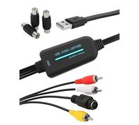 GCNWW Convertisseur VHS vers numérique, pratique USB 1080p, convertit Hi8 VHS DVD Mini DV en numérique pour Windows PC Mac