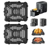 GCQ Air Fryer Grill Pan for Ninja SL400EU 9.5L SL300EU 7.6L Double Stack XL 2-Basket Air Fryer, 2 Packs Replacement Air Fryer Crisper Plate Grill Plate Accessories with Rubber Bumpers