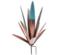 Gcroet 1 PC Metal Agave avec pieu Rustique Nostalgique 11x18 Pouces Faux d'agave Plant Peint par Les intempéries Réaliste de métal Artificiel Plantes d'agave extérieure.