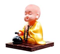 Gcroet 1 Petit Bouddha, décoration de Voiture, Statue de Bouddha à énergie Solaire pour Tableau Bord, décoration Bouddhiste 8, 9 cm pour Bonnes Vibrations et véhicule