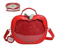 Gcroet 1PC Apples Ita Bag Rouge PU Pin Display Bag Kawaii Sac à bandoulière avec sangle réglable Sac à main bandoulière japonais pour Anime Cosplay Theme Party