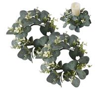 Gcroet 2pcs Candle Couronne d'anneau 10 Pouces Simulation Eucalyptus Bougie Couronne en Soie en Couronne Artificielle Candlers pour la pièce maîtresse de la fête de la fête de Mariage Style1