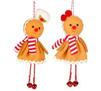 Gcroet 2pcs Décorations de Noël en Pain d'épice 6in Ornements de l'homme en Pain d'épice Suspendu avec Cloche et vêtements décorations 'Arbres Noël Mignons pour la Maison