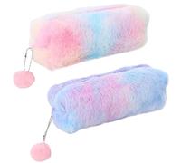 Gcroet 2pcs Girls Crayer Case, étui Crayon Moelleux Doux, étui à Crayon Mignon à capacité, étui Crayon Arc-en-Ciel pour Les Cadeaux Scolaires..