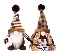 Gcroet 2Pcs Gnomes en Peluche, Adorable Café Thème Café GNOME Couple Peluche pour La Maison Hiver Noël Thanksgiving Vacances..