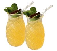 Gcroet 2pcs Lunes à ananas avec des pailles 16 oz tasses en verre Tiki drat
