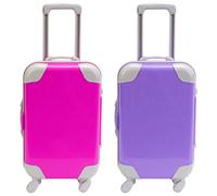 Gcroet 2Pcs Mini Valise Réaliste Mini Valise Party Favor Box Bagage Ouvrable avec Tige de Traction Extensible et Roue Mobile pour Poupées Filles Cadeaux, Style 2...