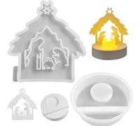 Gcroet 2pcs Moule de bougeoir pour la scène nativité salissée Moule de Silicone de Noël avec Moule de Base.