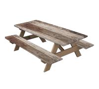 Gcroet 3pcs / Ensemble Couvercle de Table de Pique-Nique avec couvercles Banc pic Pique-Nique à Grains en Bois imperméable avec Nappe Camping Facile à Nettoyer pour Le Camping en Plein air,