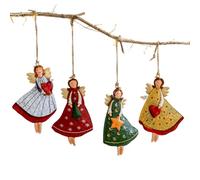 Gcroet 4pcs Angel Christmas Ornements 4.7x2.8 Iron Suspendu Ornements de Noël Vintage Confortable pour Le Couloir du Couloir à la Maison Porche de Patio