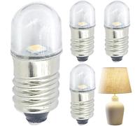 Gcroet 4pcs E10 LED Bulbe 1x0.4in 6500k 3V Remplacement E10 Bulbe avec Couvercle Transparent pour Lampe de Poche, Signe LED, Lampe.