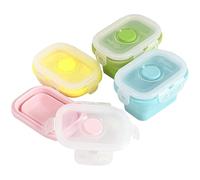 Gcroet 4pcs mini conteneurs de collations, 150 ml de contenants stockage d'aliments en silicone pliables, boîte rangement alimentaire empilable avec couvercles, micro-ondes/réfrigérateur/lave-