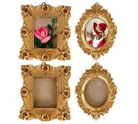 Gcroet 4pcs Mini Gold Frames Christmas Resin Mini Image Frames Vintage Decorative Picture Porte pour Home Desktop Christmas Tree Decor