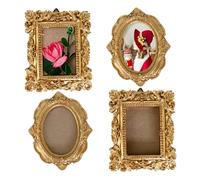 Gcroet 4pcs Mini Gold Frames Christmas Resin Mini Image Frames Vintage Decorative Picture Porte pour Home Desktop Christmas Tree Decor