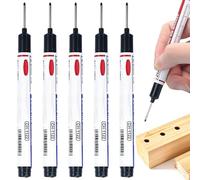 Gcroet 5 pièces stylos marqueurs de trou profond marqueur permanent étanche à longue pointe pour le métal, le travail du bois et les chantiers de construction...
