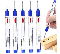 Gcroet 5 pièces stylos marqueurs de trou profond marqueur permanent étanche à longue pointe pour le métal, le travail du bois et les chantiers de construction bleu...