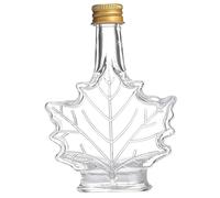 Gcroet Bouteilles de sirop d'érable 1pc, 250 ml de bouteille sirop verre en forme feuille réutilisable avec couvercles, pots mise en conserve portables qualité alimentaire pour stocker d