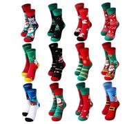 Gcroet Calendrier de l'Avent de la Chaussette 2025, 12 Paires Chaussettes Noël, 24 Jours Surprise Calendrier à rebours Noël pour Les Hommes Femmes.