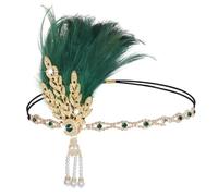 Gcroet Coiffe des années 1920 pour femme, bandeau à clapet vintage avec bande élastique, accessoire de cheveux Showgirl en cristal et perles pour costume, fête à thème vert...