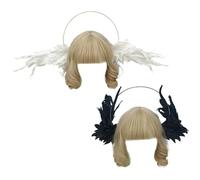 Gcroet Couronne d'ange avec halos et ailes, bandeau d'ange réglable pour séances photo et fêtes costumées pour femmes (22-24 pouces), 1 pièce