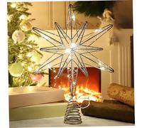 Gcroet Étoile de Sapin de Noël, 20 LED 3D à Paillettes, décorations Noël pour la décoration la Maison Vacances (Argent).