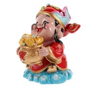 Gcroet Figurine Caishen 1 pièce, Statue du Dieu Chinois de la Richesse pour la Bonne Fortune, Ornement Feng Shui en résine Rouge, décoration de Bureau à Domicile