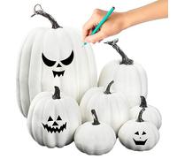 Gcroet Halloween White Artificial Pumpkins Fall Harvest Fake Moper Pumpkins Tabletop Centorpiece 7pcs.