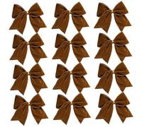 Gcroet Les Arbres de Noël sont des arcs 12pcs 6x6 Pouces de Noël en Velours arcs décoratifs Polyvalents pour l'enveloppe, l'artisanat, la Guirlande, Le Butin, la Couronne, Brun..