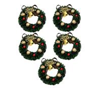 Gcroet Mini couronnes de Noël Guirlande Suspendue Artificielle Accessoires de Maison poupée décoration 5 pièces..